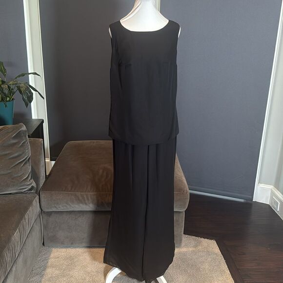 Women’s Black Chiffon 3 Piece Pants Suit Long Lapel Detail Jacket Size 10 NWOT - Picture 7 of 14